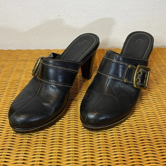 COACH Clogs Slides Mules Platform Heels Dark Brown Sz 10 - Picture 5 of 11